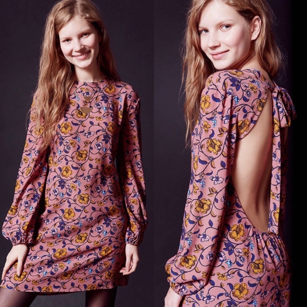 For Love & Lemons Floral Open Back Dress With Tie